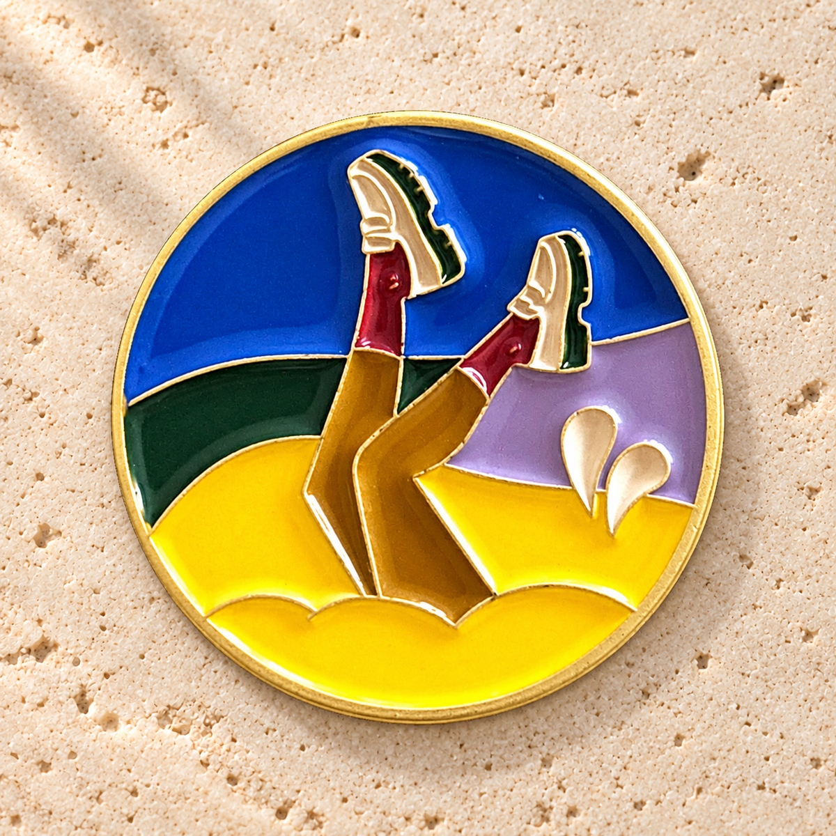 Bunker Babe golf ball marker, gold-plated enamel by Fore & Femme