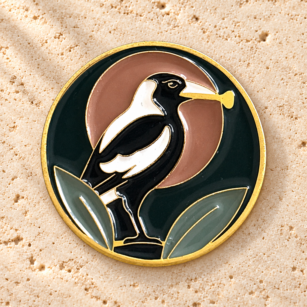 The Course Thief golf ball marker, gold-plated enamel by Fore & Femme