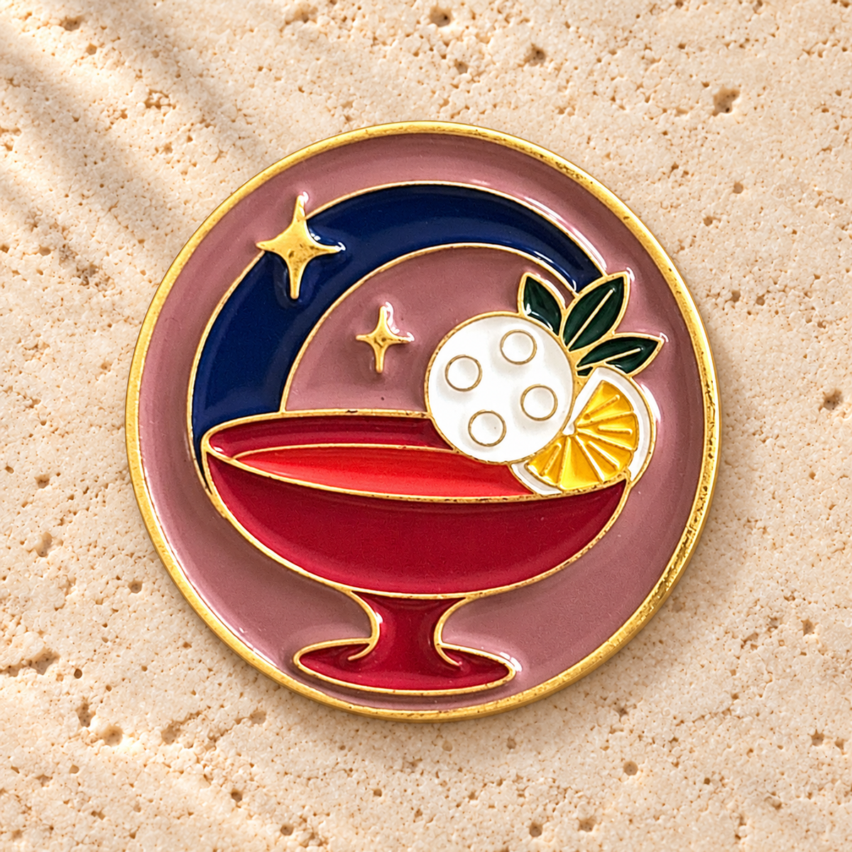 Last Round golf ball marker, gold-plated enamel by Fore & Femme