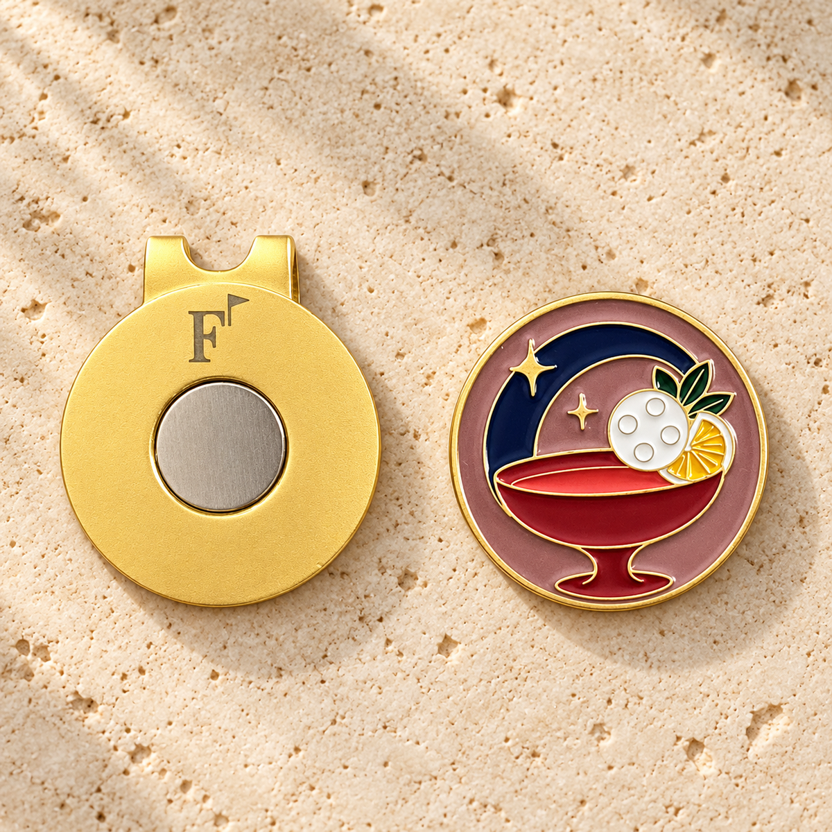 Last Round golf ball marker with Fore & Femme magnetic hat clip