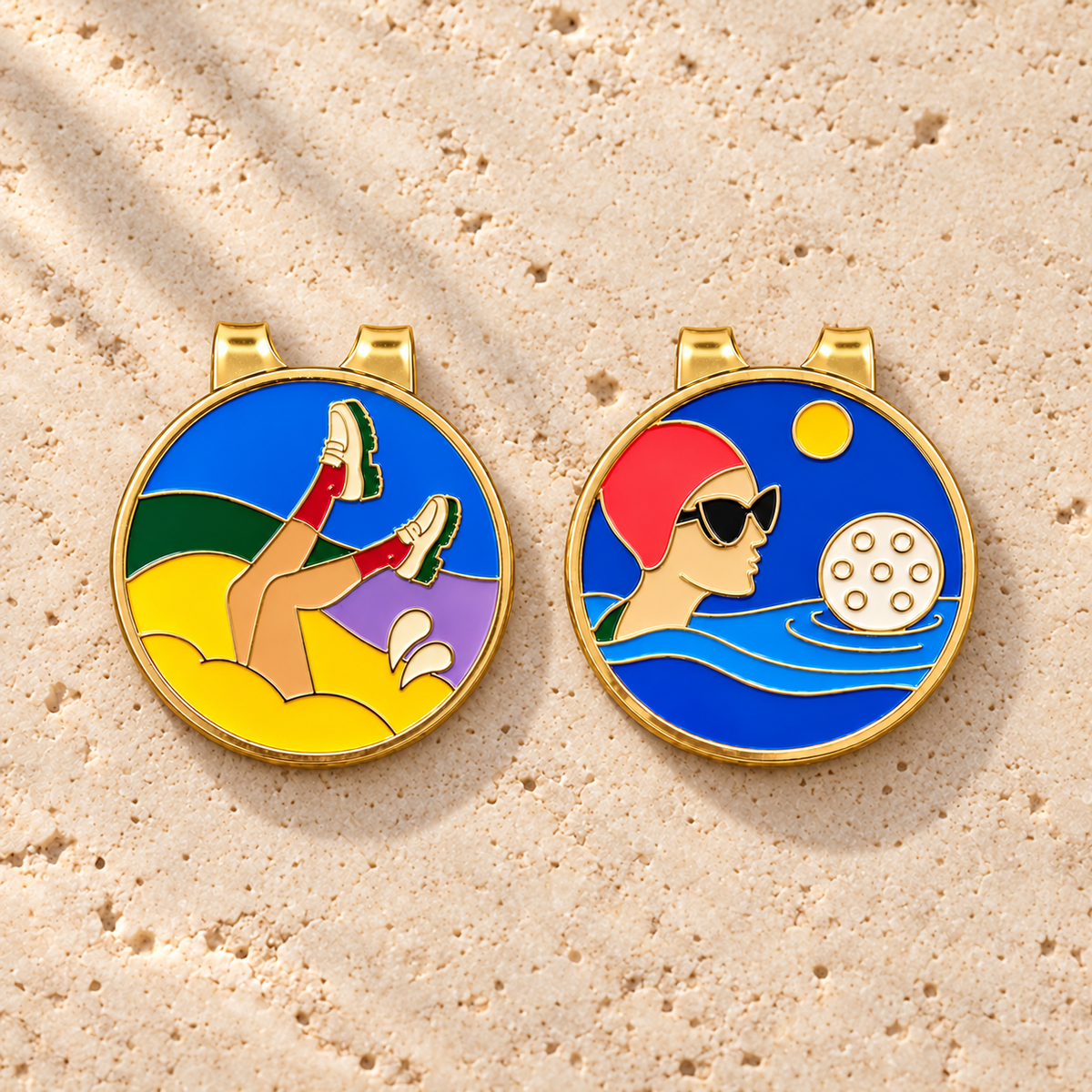The Twosome golf ball marker pair with magnetic hat clips by Fore & Femme